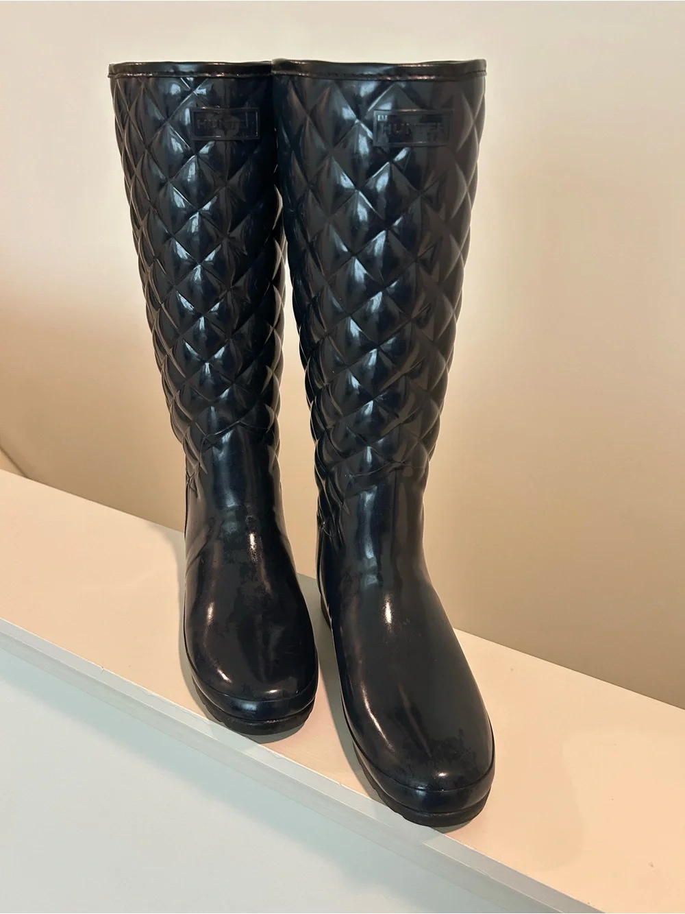 Hunter (8)  Quilted Tall Rain Boots in Black